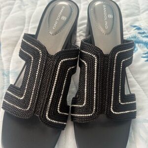 Bandolino Black and Silver Embellished Mules